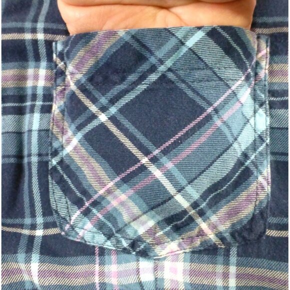 L.L.Bean Mens Plaid Long-Sleeve Button-Up Shirt L Regular Blue/Purple 100% Cotto - Picture 5 of 9